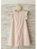 Flutter Sleeves Blush Pink Cotton Flower Girl Dress